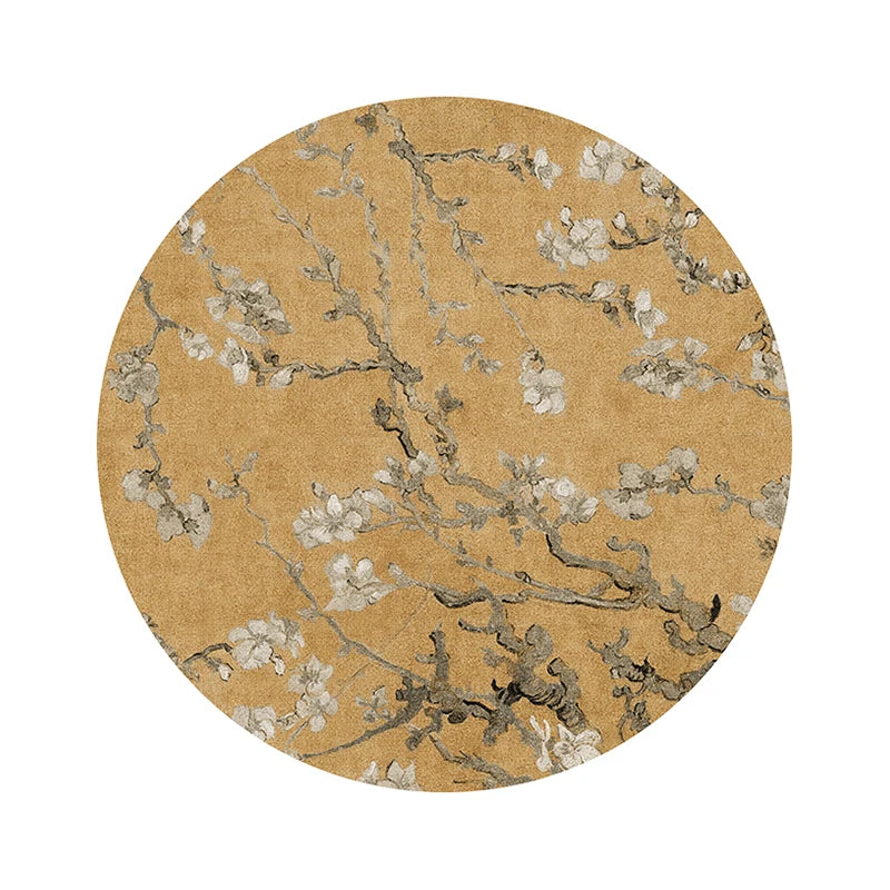 New Chinese Style Round Carpet Thickened Study Anti-slip Mat Light Luxury Carpets for Living Room Home Bedroom Decor Retro Rug